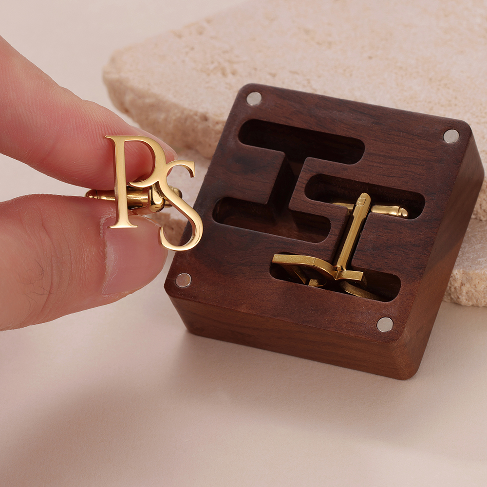 Men'S Grooming For Wedding - Stainless Steel Custom Cufflinks Personalized Letter