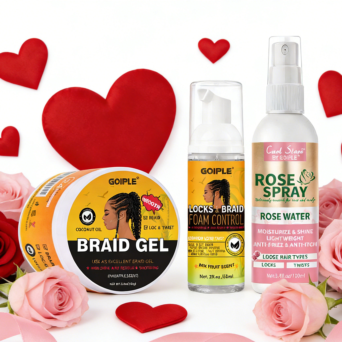 Men'S Grooming Gel - Braiding Gel High-Shine Clean Mousse Rose