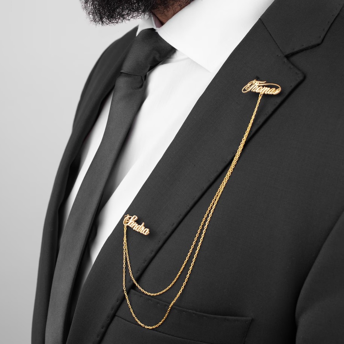 Men'S Grooming For Wedding - Custom Double Name Brooch Men Western-style
