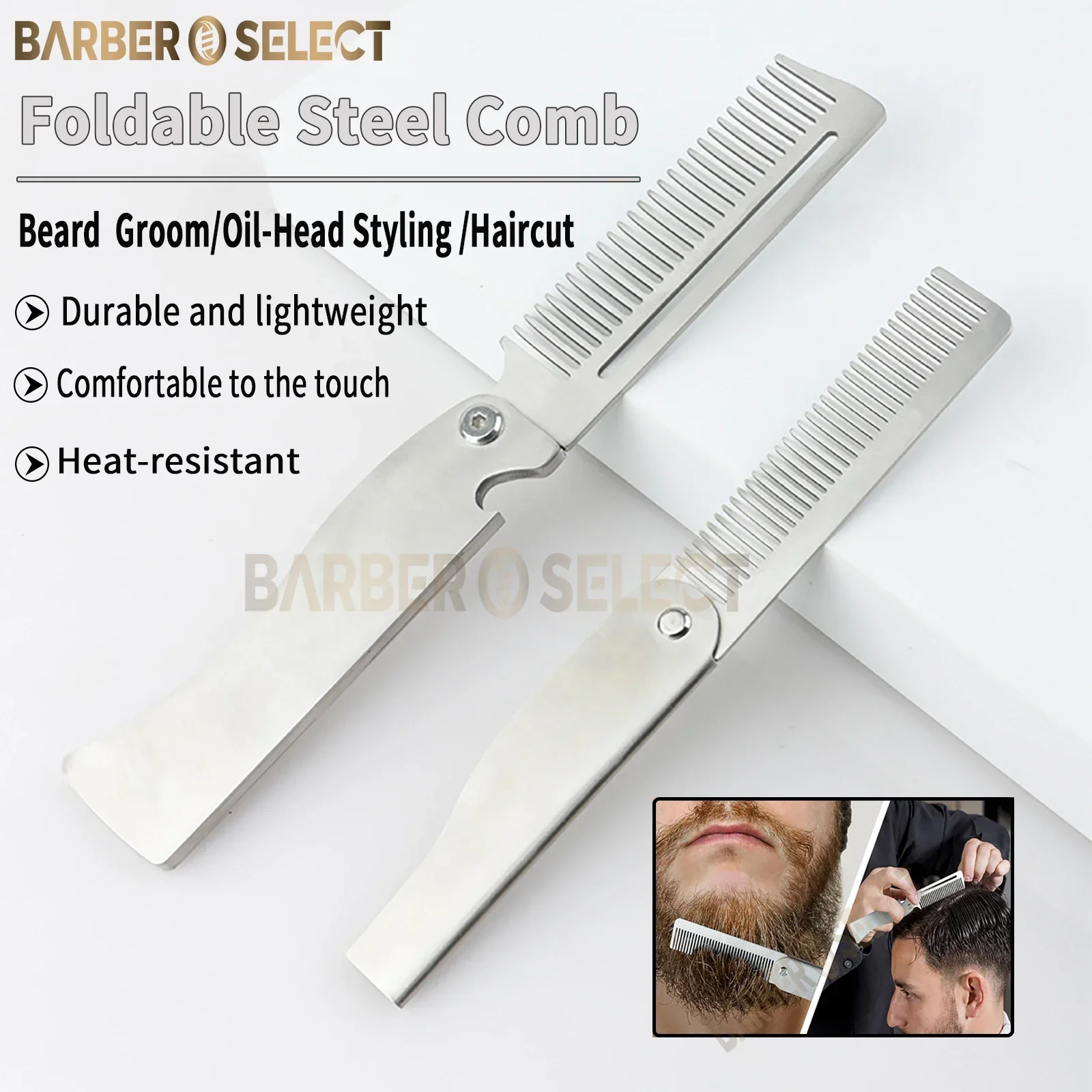 Men'S Grooming Oil - NEW Folding Stainless Steel Comb Men