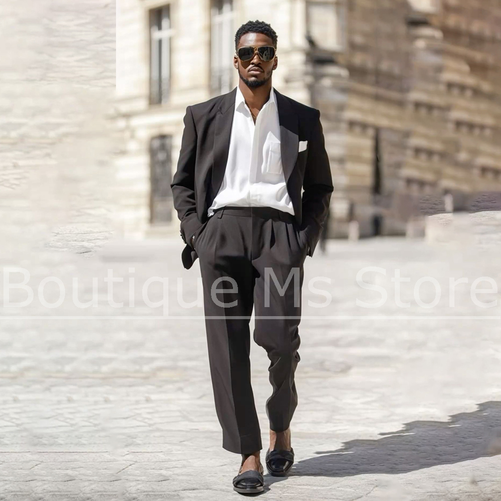 Men Grooming Outfit - Dark Brown Men's Suit 2 Piece