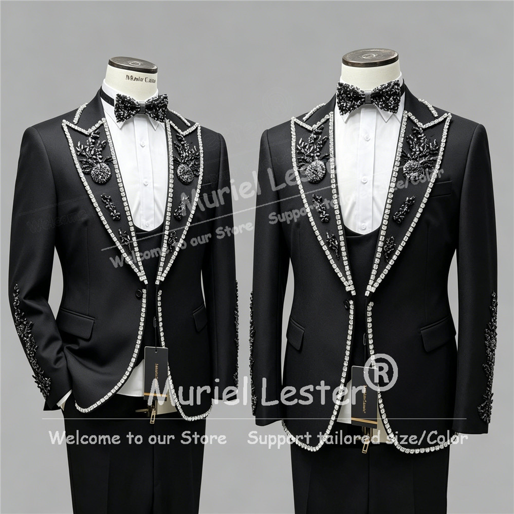 Mens Grooming Kit Luxury - Luxury Rhinestone Beads Suits Men 2