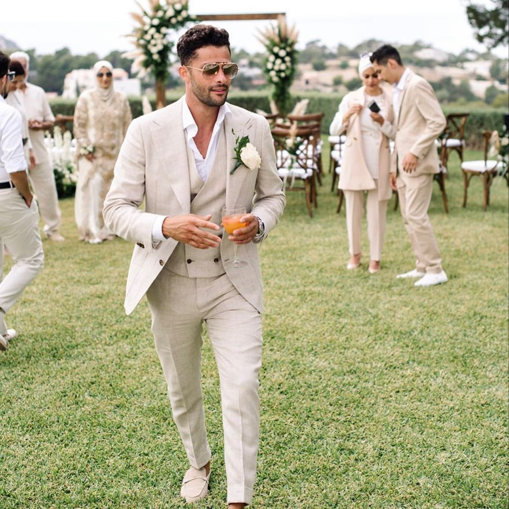Summer Linen Men Suits 3 Piece - огляд і ціна Men Grooming Outfit