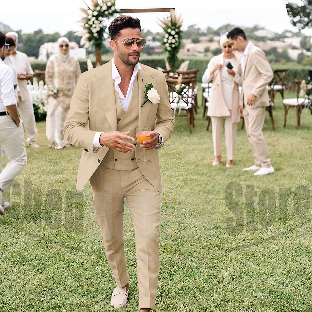 Summer Linen Men Suits 3 Piece - огляд і ціна Men Grooming Outfit