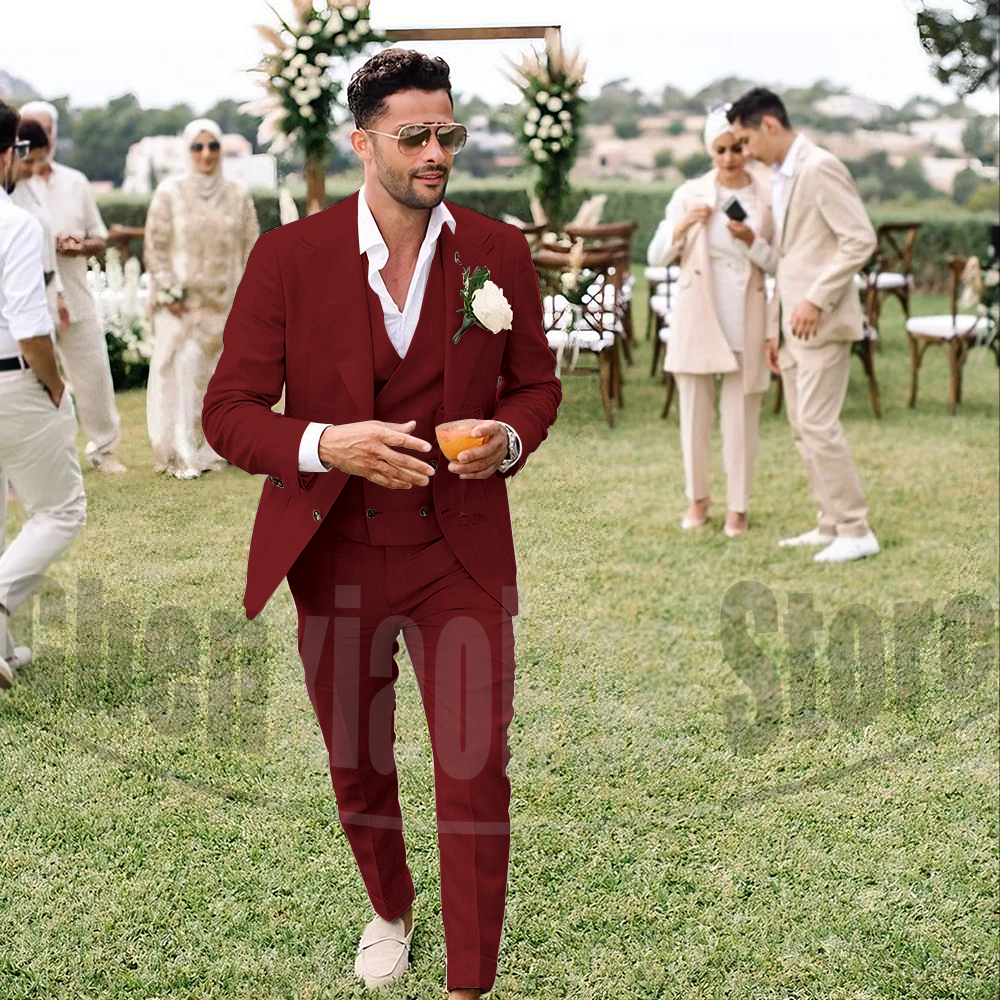 Summer Linen Men Suits 3 Piece - огляд і ціна Men Grooming Outfit