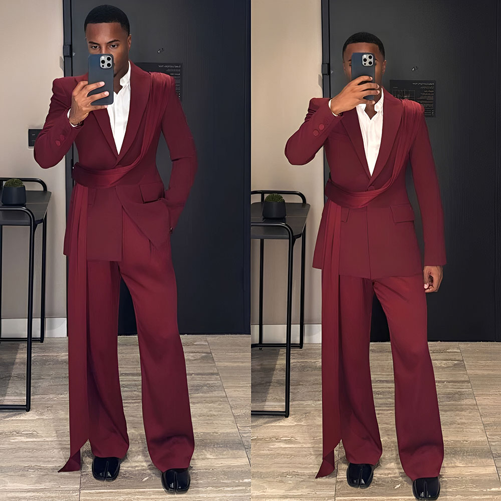 Burgundy New Men's Suit 2-piec - огляд і ціна Men Grooming Outfit