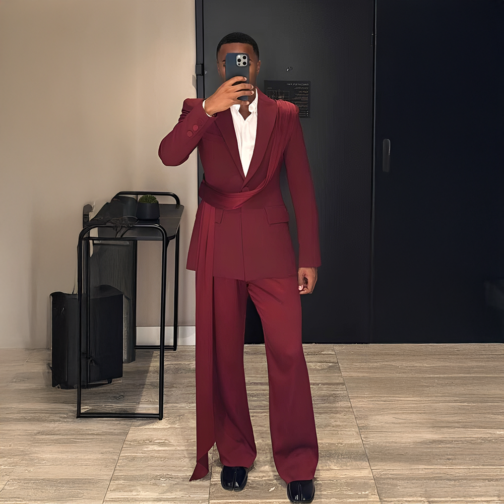 Burgundy New Men's Suit 2-piec - огляд і ціна Men Grooming Outfit