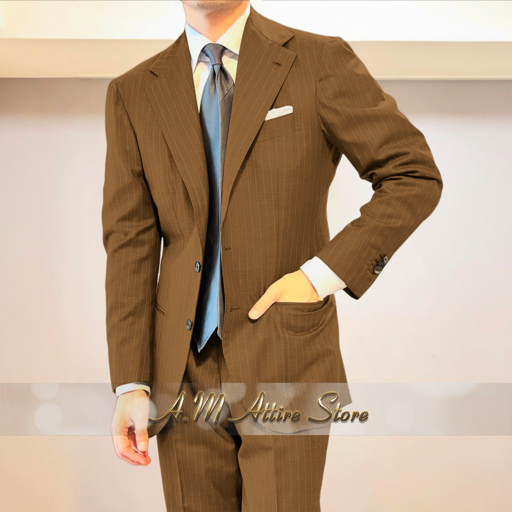 Premium men's suit gray stripe - огляд і ціна Men Grooming Outfit