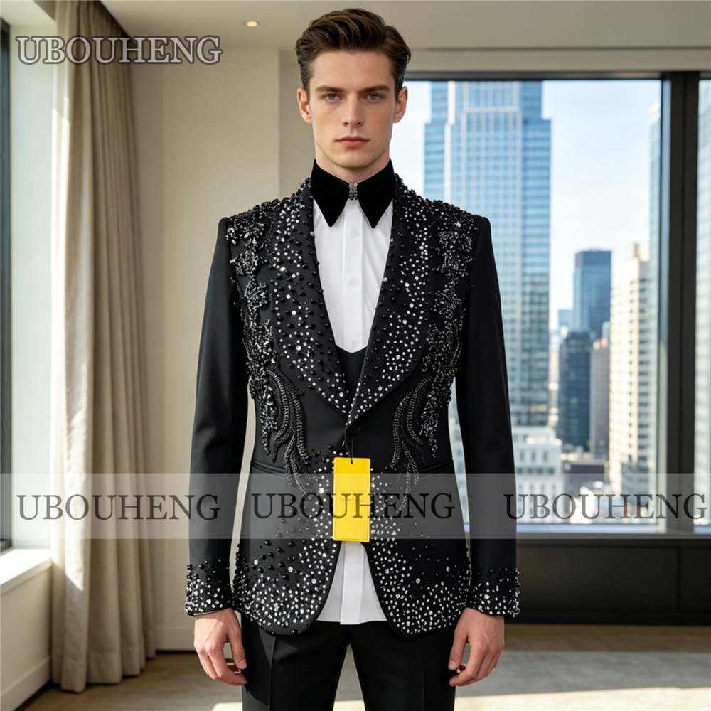 Luxury 3 Piece Men Suit Black  - огляд і ціна Mens Grooming Kit Luxury