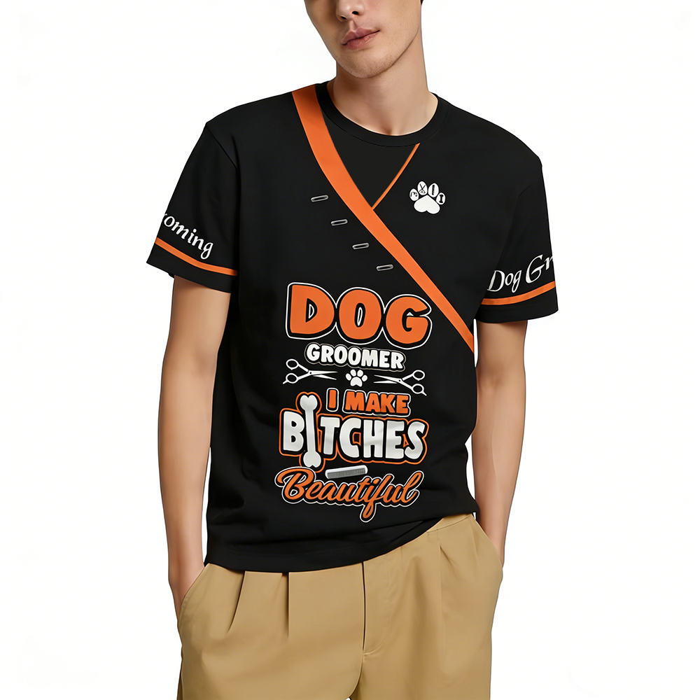 Dog Groomer 3d Print T-shirt F - огляд і ціна Men Grooming Quotes Short