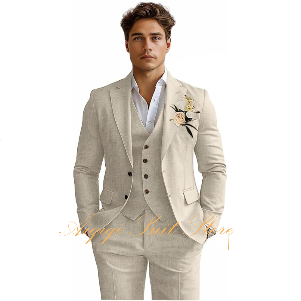 Linen Men's Suits 3 Piece Slim - огляд і ціна Men Grooming Outfit