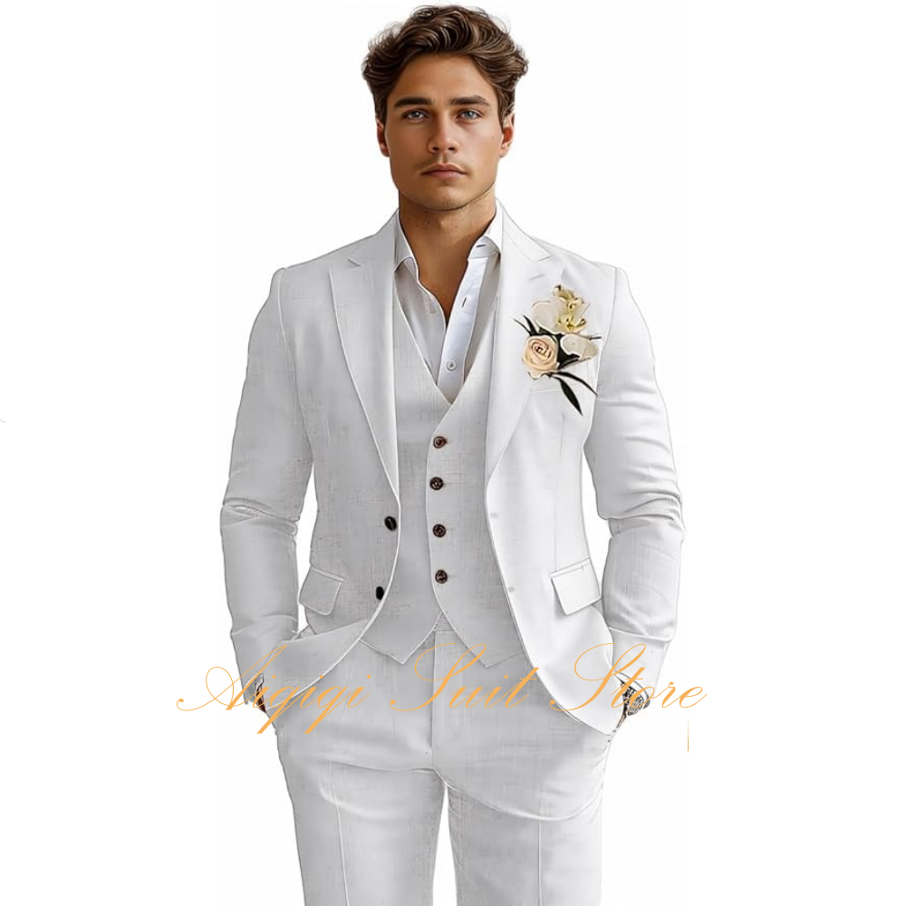 Linen Men's Suits 3 Piece Slim - огляд і ціна Men Grooming Outfit