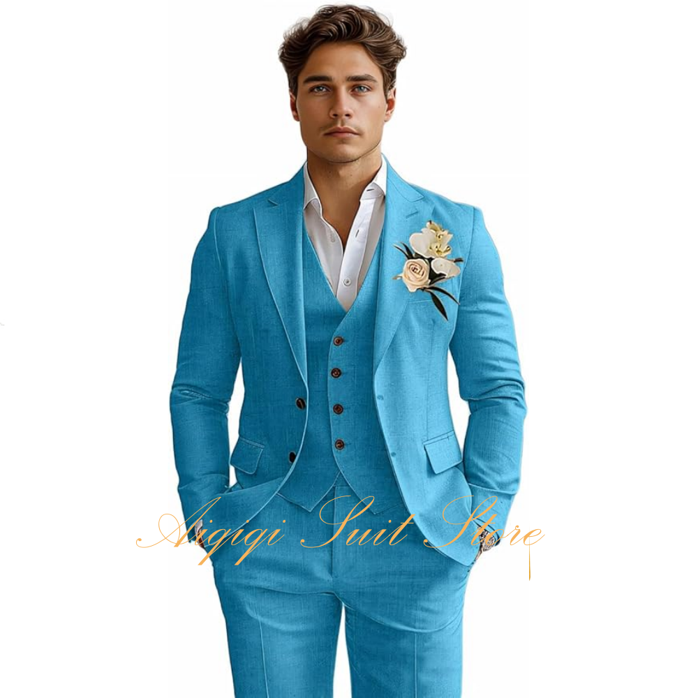 Linen Men's Suits 3 Piece Slim - огляд і ціна Men Grooming Outfit