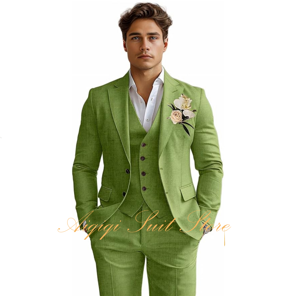 Linen Men's Suits 3 Piece Slim - огляд і ціна Men Grooming Outfit